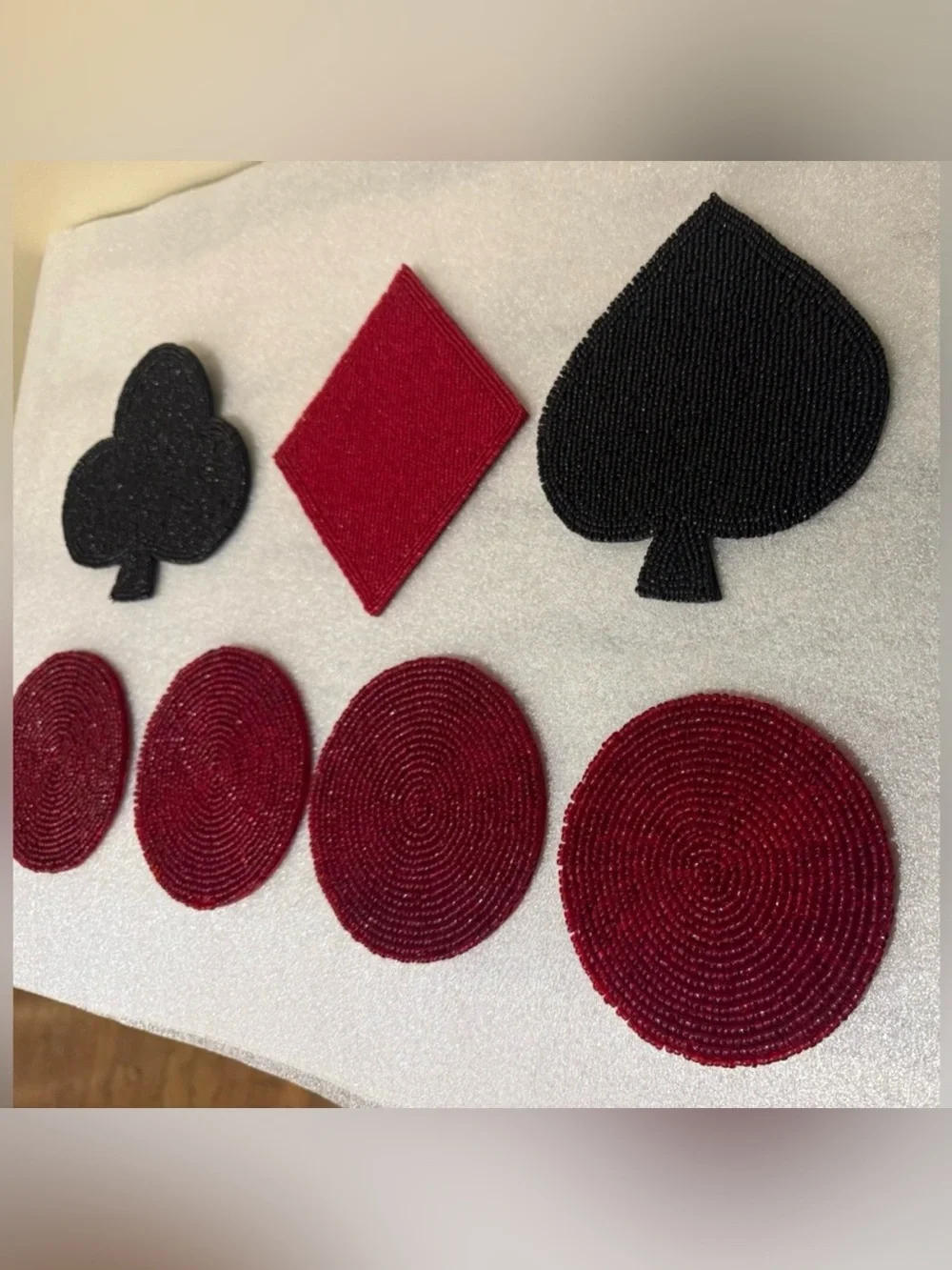 Vintage Beaded Playing Card Coasters Set of 7 Casino Poker Game Night Boho